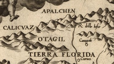detail from map showing "Apalchen" mountains