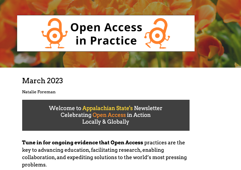 Open Access in Practice newsletter screenshot